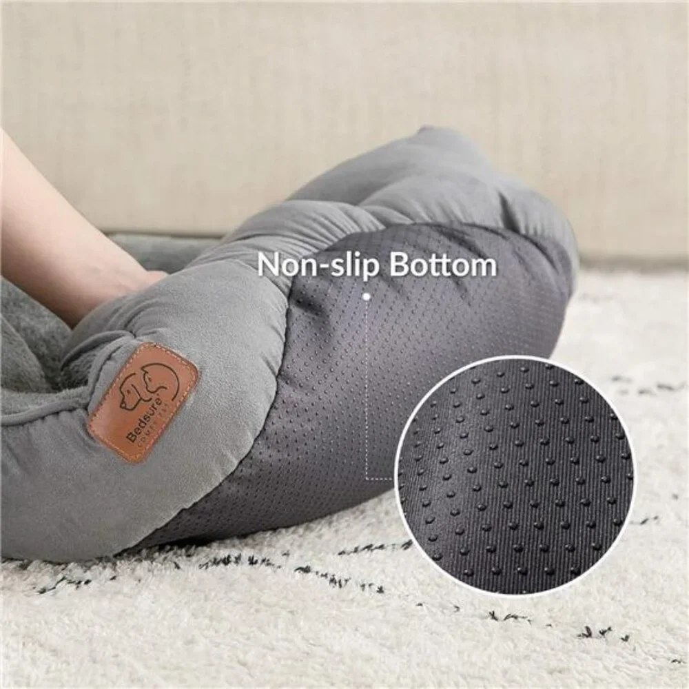 Small Dog Bed Round Cat Bed Indoor Puppy Kitten Washable Pet Bed Grey 20 Inch